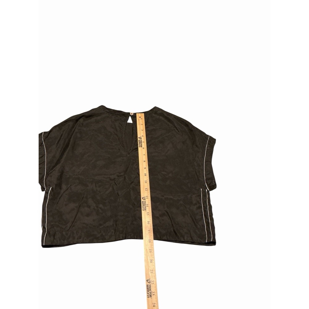 miou muse Short Sleeve Buttery Soft Boxy Slightly Crop Top Black Size Small - Picture 10 of 10